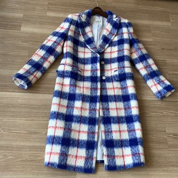 SAM New York brushed wool multicolored plaid women’s size small coat - Picture 4 of 17